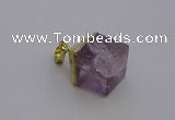 NGP6765 15*22mm cube light amethyst gemstone pendants wholesale