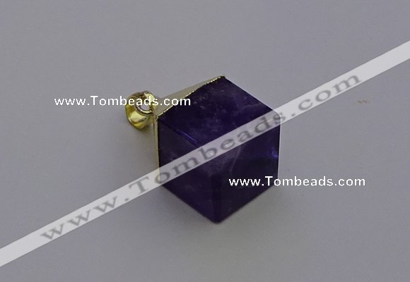 NGP6766 15*22mm cube amethyst gemstone pendants wholesale