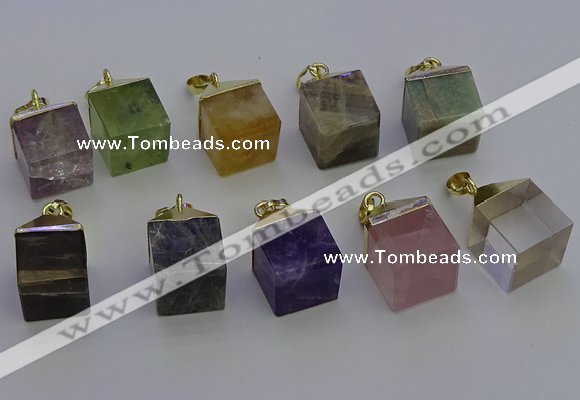 NGP6779 15*22mm cube mixed gemstone pendants wholesale