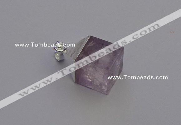 NGP6785 15*22mm cube light amethyst gemstone pendants wholesale