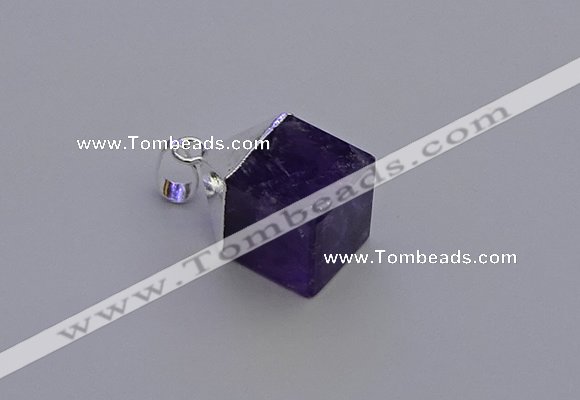 NGP6786 15*22mm cube amethyst gemstone pendants wholesale