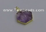 NGP6805 24*25mm hexagon light amethyst gemstone pendants wholesale