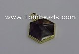 NGP6806 24*25mm hexagon amethyst gemstone pendants wholesale