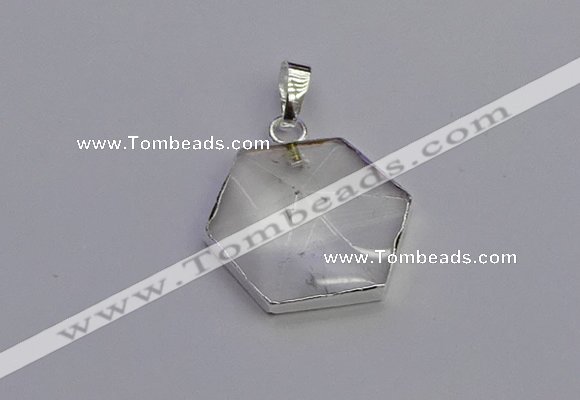 NGP6820 24*25mm hexagon white crystal gemstone pendants wholesale