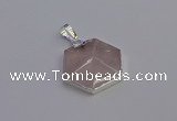 NGP6821 24*25mm hexagon rose quartz gemstone pendants wholesale