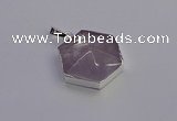 NGP6825 24*25mm hexagon light amethyst gemstone pendants wholesale