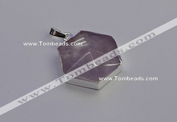 NGP6825 24*25mm hexagon light amethyst gemstone pendants wholesale