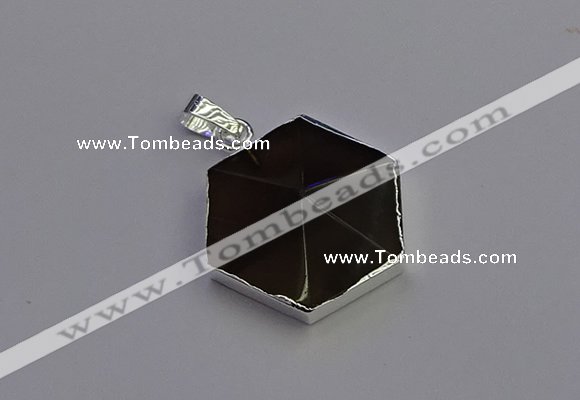 NGP6828 24*25mm hexagon smoky quartz pendants wholesale