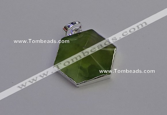 NGP6830 24*25mm hexagon green qutilated quartz pendants wholesale