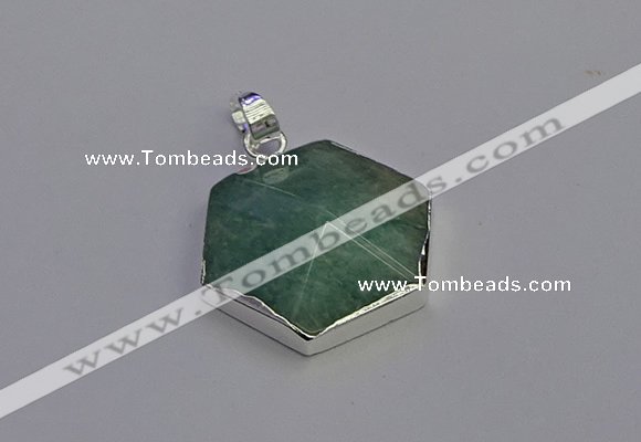 NGP6832 24*25mm hexagon amazonite gemstone pendants wholesale