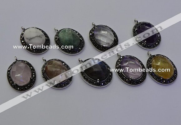 NGP6878 20*25mm oval mixed gemstone pendants wholesle