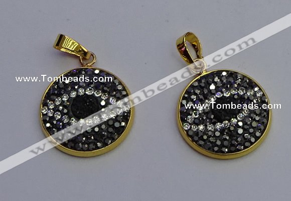 NGP6891 20mm - 22mm coin druzy agate pendants wholesale