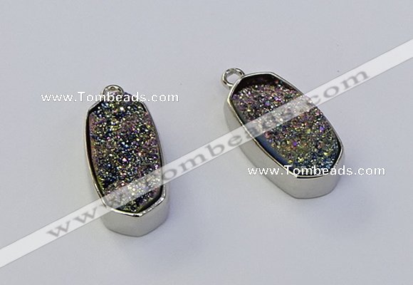 NGP6899 10*22mm - 12*25mm freeform plated druzy quartz pendants