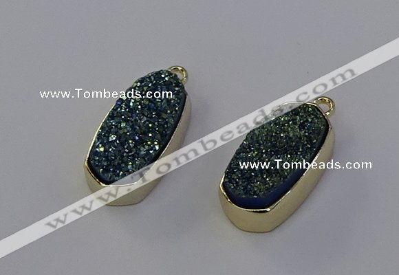 NGP6909 10*22mm - 12*25mm freeform plated druzy quartz pendants