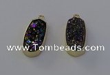 NGP6910 10*22mm - 12*25mm freeform plated druzy quartz pendants