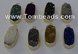 NGP6915 10*22mm - 12*25mm freeform plated druzy quartz pendants