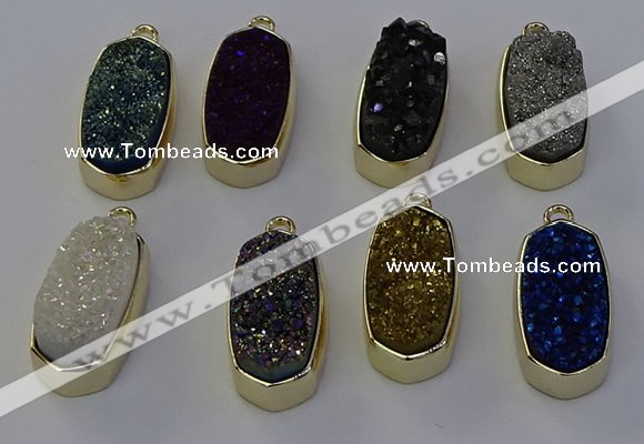 NGP6915 10*22mm - 12*25mm freeform plated druzy quartz pendants