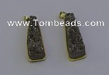 NGP6930 10*30mm - 12*35mm trapezoid plated druzy quartz pendants