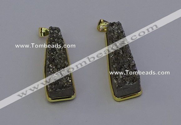 NGP6930 10*30mm - 12*35mm trapezoid plated druzy quartz pendants