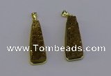 NGP6931 10*30mm - 12*35mm trapezoid plated druzy quartz pendants