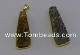 NGP6932 10*30mm - 12*35mm trapezoid plated druzy quartz pendants