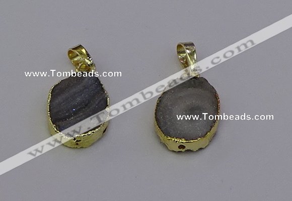 NGP6941 15*20mm oval druzy agate pendants wholesale