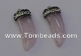 NGP6973 12*40mm - 15*45mm horn rose quartz pendants wholesale