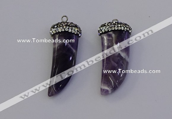 NGP6975 12*40mm - 15*45mm horn amethyst pendants wholesale