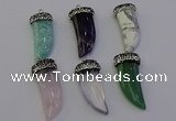 NGP6988 12*40mm - 15*45mm horn mixed gemstone pendants