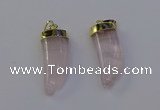 NGP6993 12*40mm - 15*45mm horn rose quartz pendants wholesale