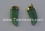 NGP6999 12*40mm - 15*45mm horn green aventurine pendants wholesale