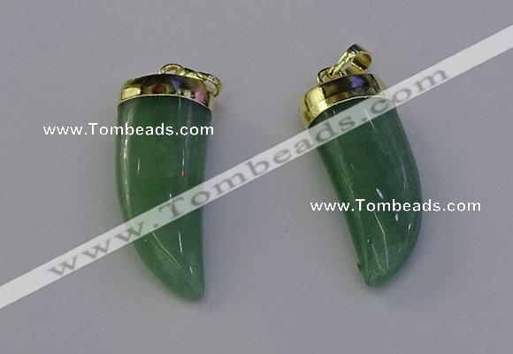 NGP6999 12*40mm - 15*45mm horn green aventurine pendants wholesale