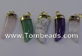NGP7008 12*40mm - 15*45mm horn mixed gemstone pendants