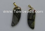 NGP7040 12*35mm - 14*40mm horn black water jasper pendants