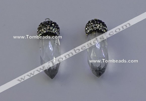 NGP7055 12*30mm - 15*35mm faceted bullet white crystal pendants