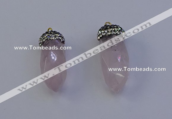 NGP7056 12*30mm - 15*35mm faceted bullet rose quartz pendants