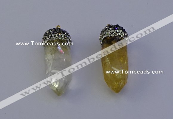 NGP7058 12*30mm - 15*35mm faceted bullet citrine pendants