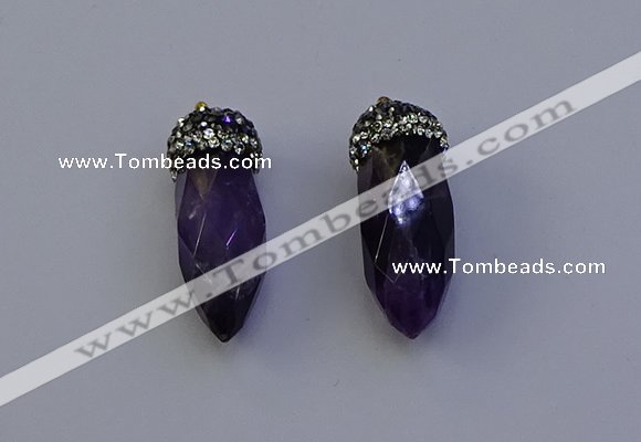 NGP7060 12*30mm - 15*35mm faceted bullet amethyst pendants