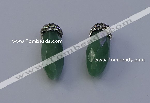 NGP7064 12*30mm - 15*35mm faceted bullet green aventurine pendants