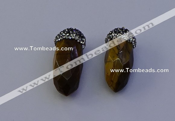 NGP7069 12*30mm - 15*35mm faceted bullet yellow tiger eye pendants