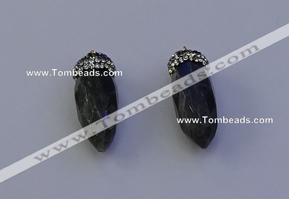 NGP7070 12*30mm - 15*35mm faceted bullet labradorite pendants