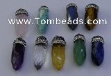 NGP7075 12*30mm - 15*35mm faceted bullet mixed gemstone pendants