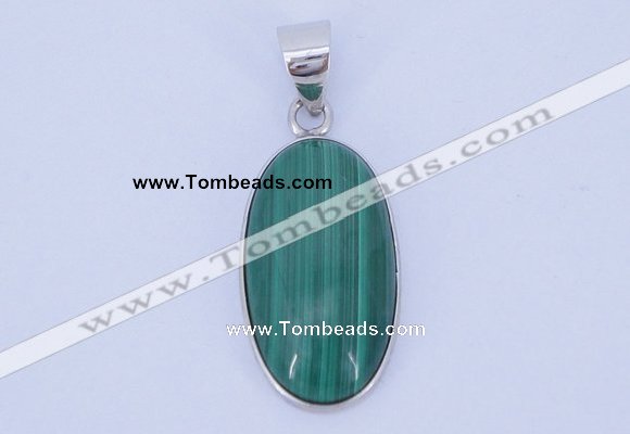 NGP708 12*24mm oval natural malachite with sterling silver pendant