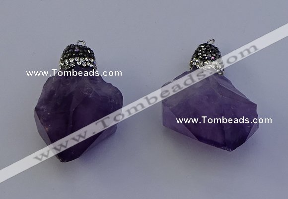 NGP7088 25*35mm - 28*45mm faceted nuggets amethyst pendants