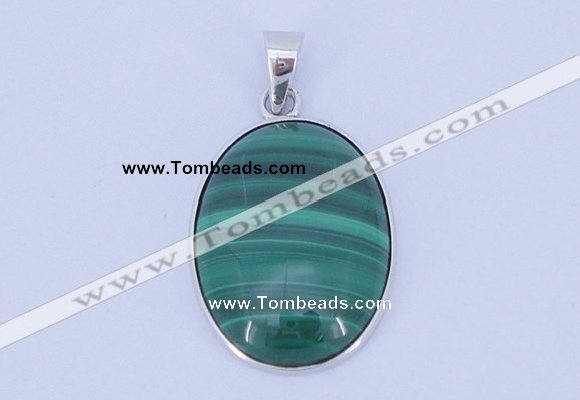 NGP709 16*24mm oval natural malachite with sterling silver pendant