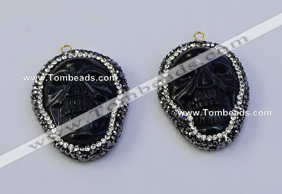 NGP7091 30*40mm skull white jade pendants wholesale