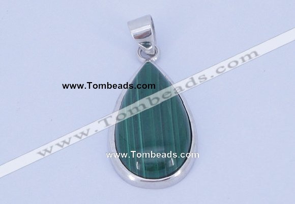 NGP710 14*37mm teardrop natural malachite with sterling silver pendant