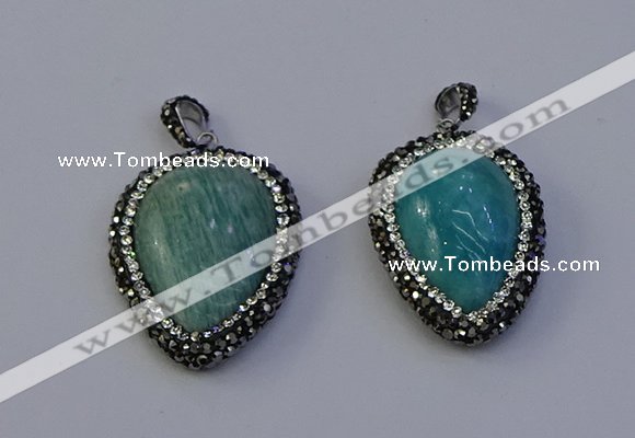 NGP7100 25*30mm - 28*35mm flat teardrop amazonite pendants