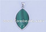 NGP711 15*28mm marquise natural malachite with sterling silver pendant