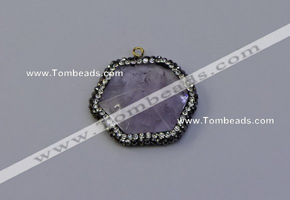 NGP7112 30*30mm hexagon light amethyst pendants wholesale